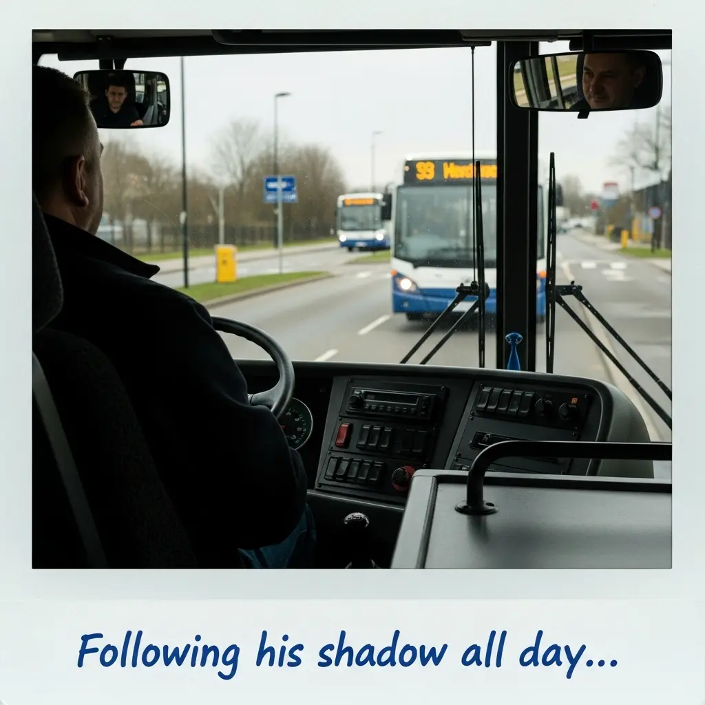 Competing public transport lines visualization showing buses traveling the same corridor minutes apart